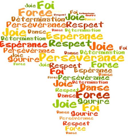 Joie, foi, force, respect, persévérance, sourire, danse, détermination